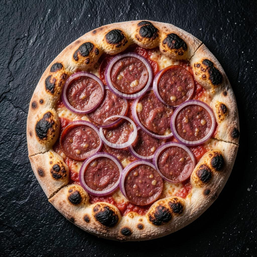 Pizza Raphael — Calabresa premium com cebola roxa
