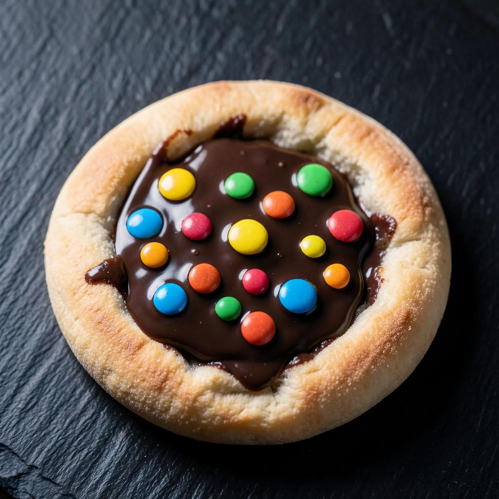 Pizza doce Chocolate com M&Ms — Chocolate cremoso e confeitos crocantes